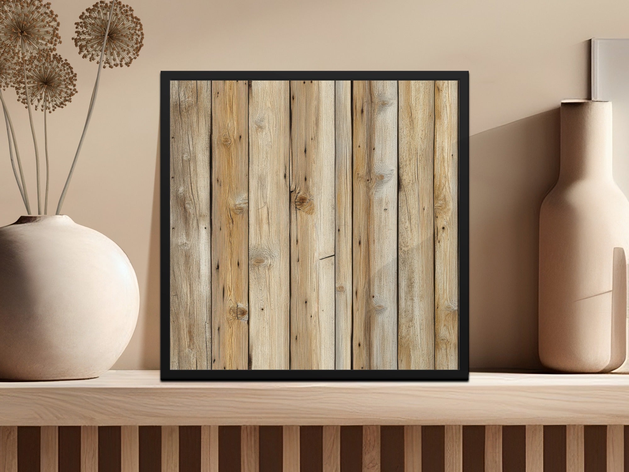 Rustic Wooden Planks Design Framed Wall Art Decor