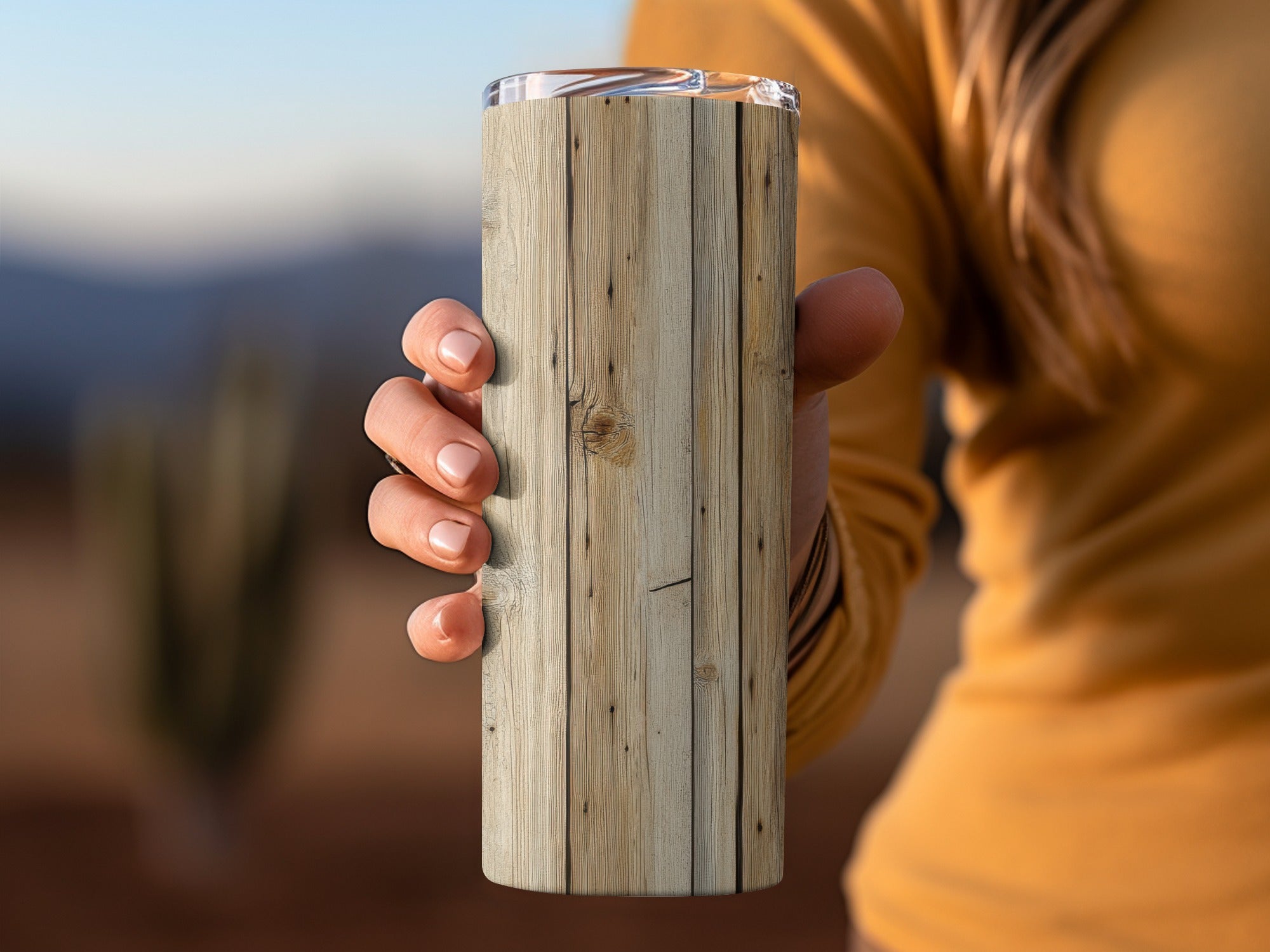 Rustic Wooden Design Insulated Tumbler for Hot and Cold Drinks