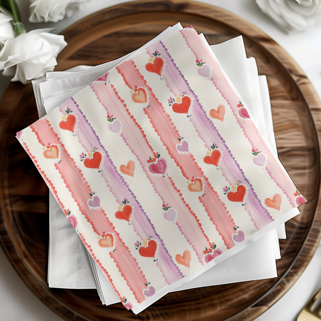 Sacred Heart Digital Paper, Floral Heart Pattern, Seamless Valentine Paper, Valentine Digital Paper, Striped Heart Scrapbook Paper - Moore and Mountain