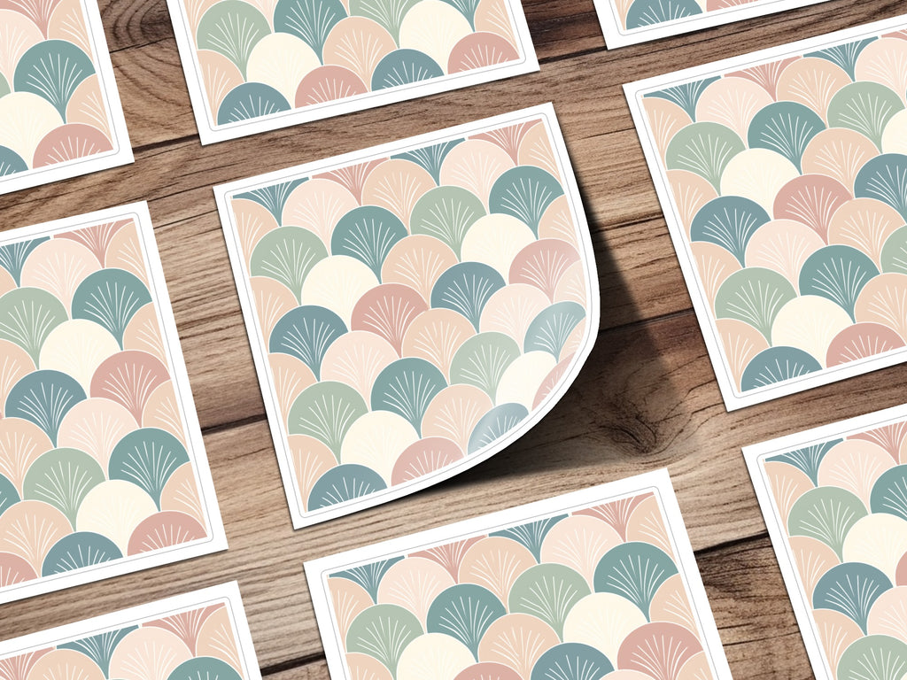 Retro Scallop Fan Pattern Art Print for Home Decor