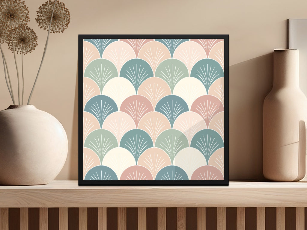 Pastel Fan Pattern Wall Art Print for Home Decor