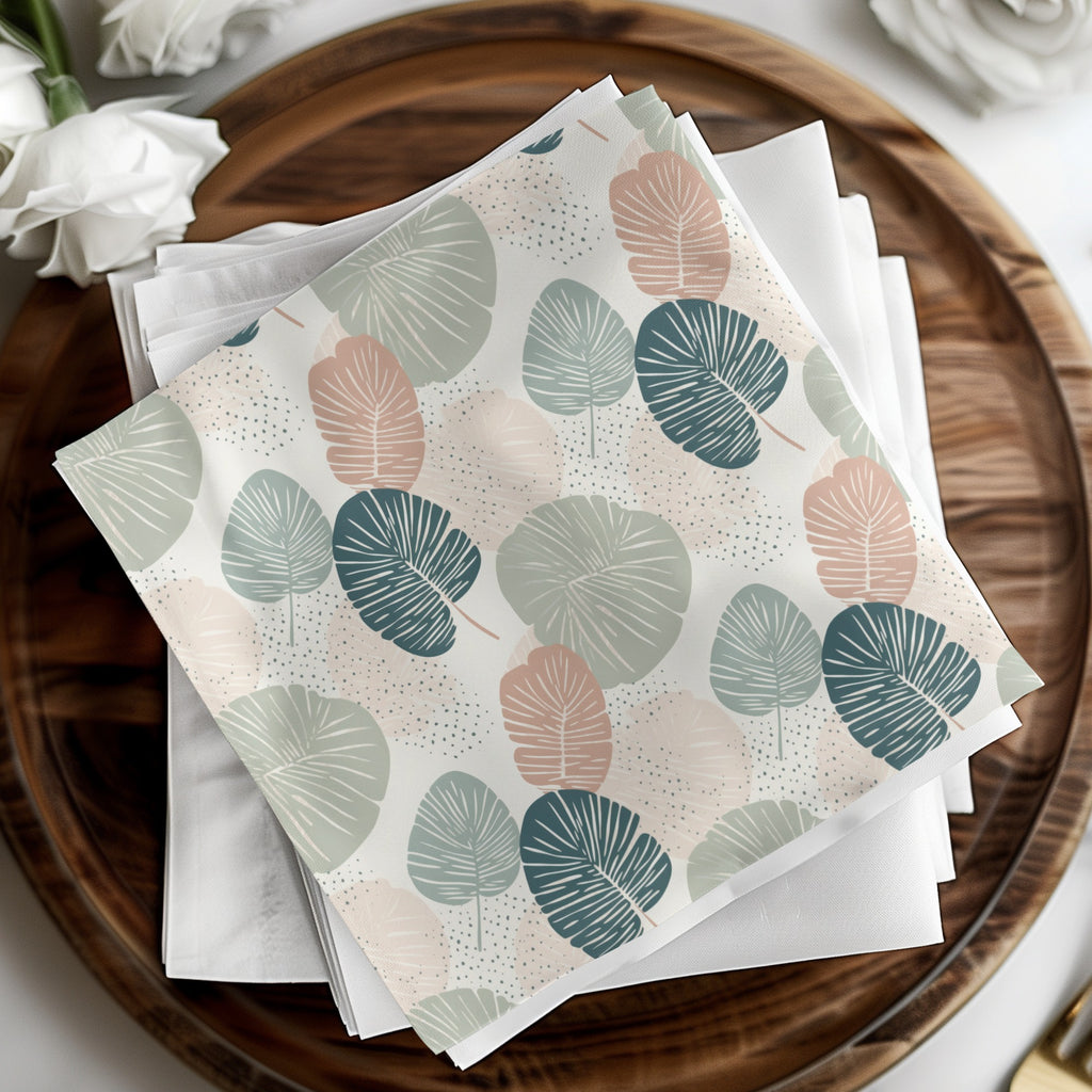 Pastel Tropical Leaf Design Decorative Napkins Product