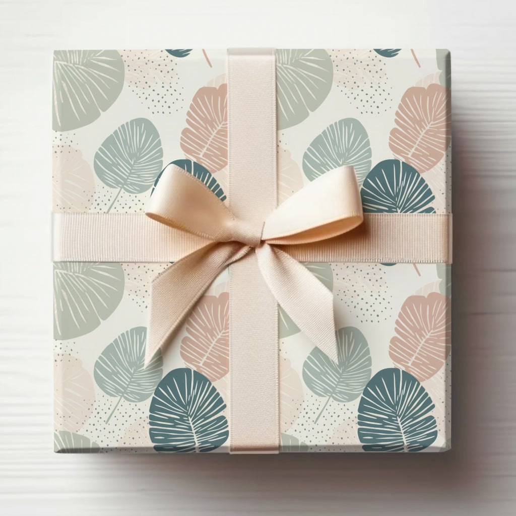 Elegant Botanical Leaf Print Gift Wrap for All Occasions