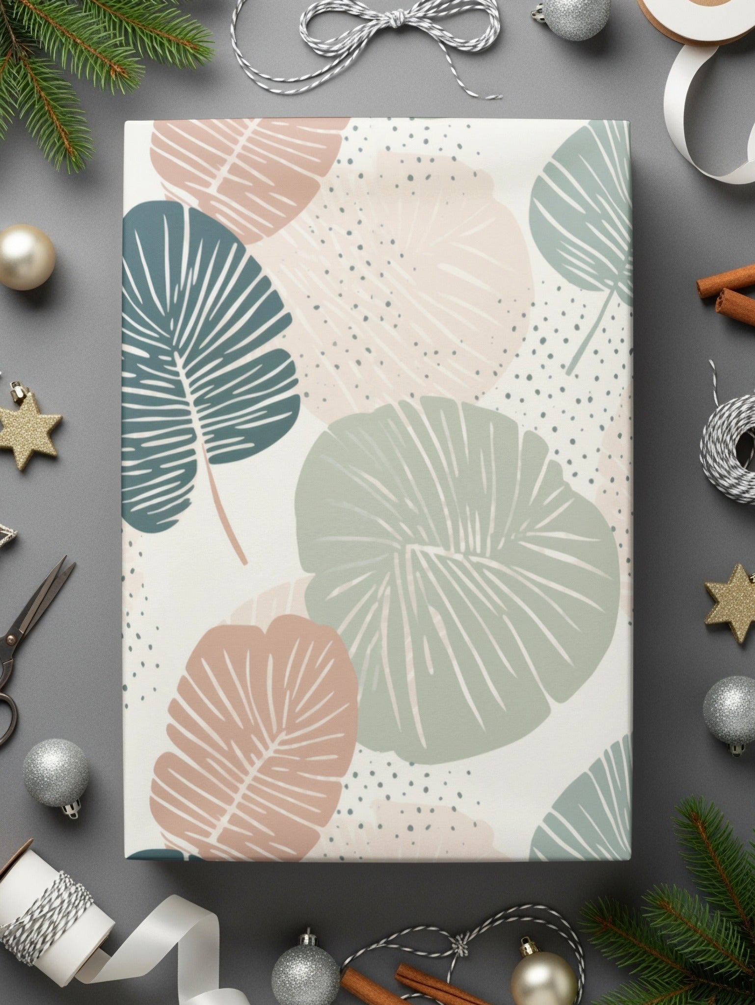 Stylish Nature-Inspired Festive Wrapping Paper Sheets