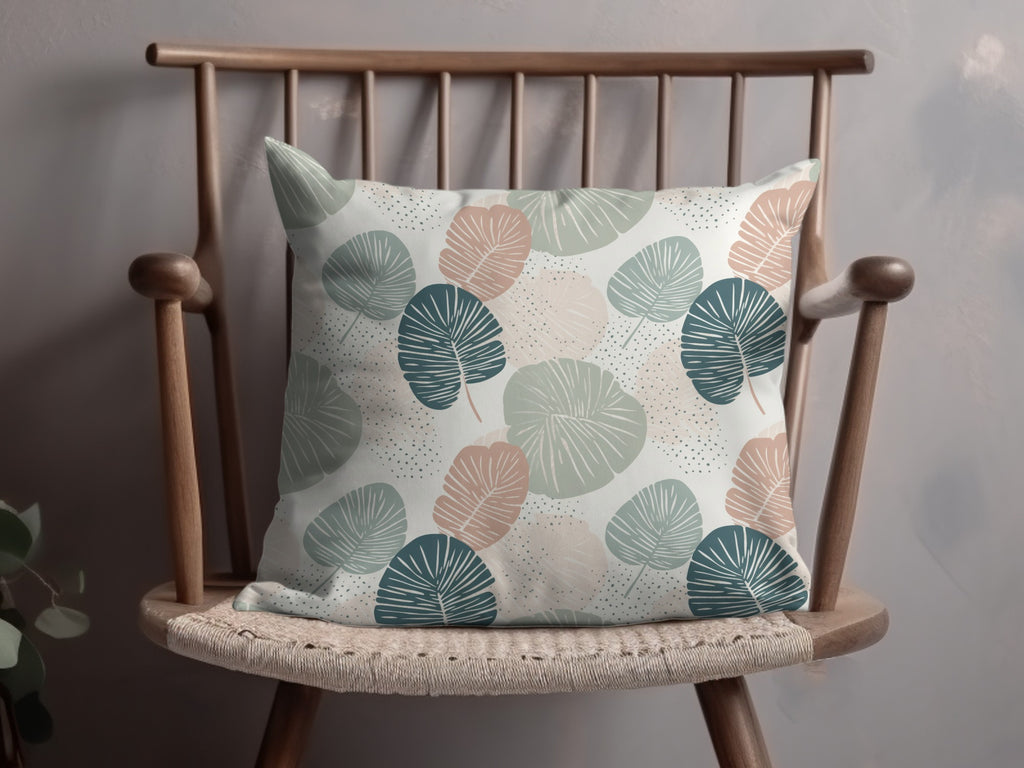 Decorative Cushion with Pastel Leaf Print Pillow