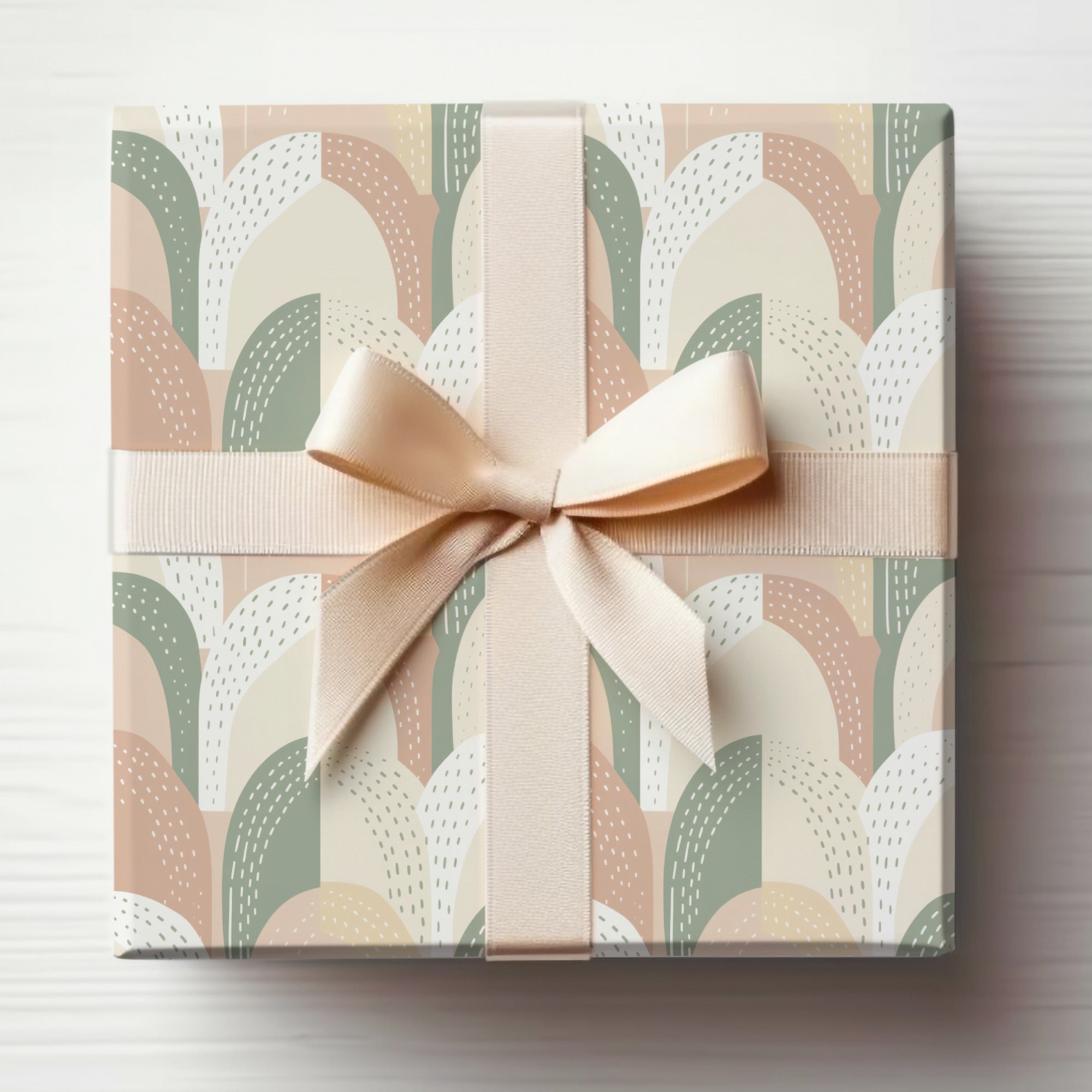 Elegant Pastel Patterned Gift Box with Ribbon Bow