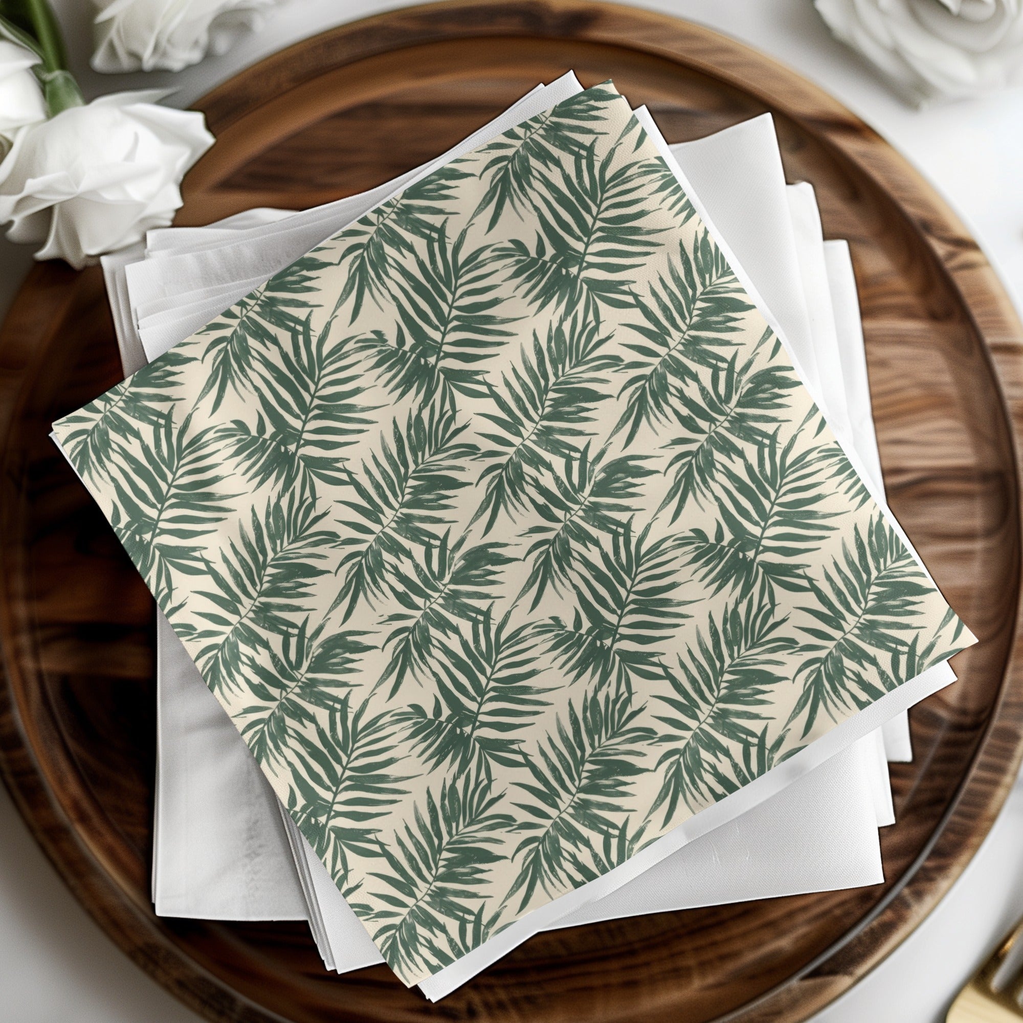 Green Leaf Pattern Decorative Table Napkin Set