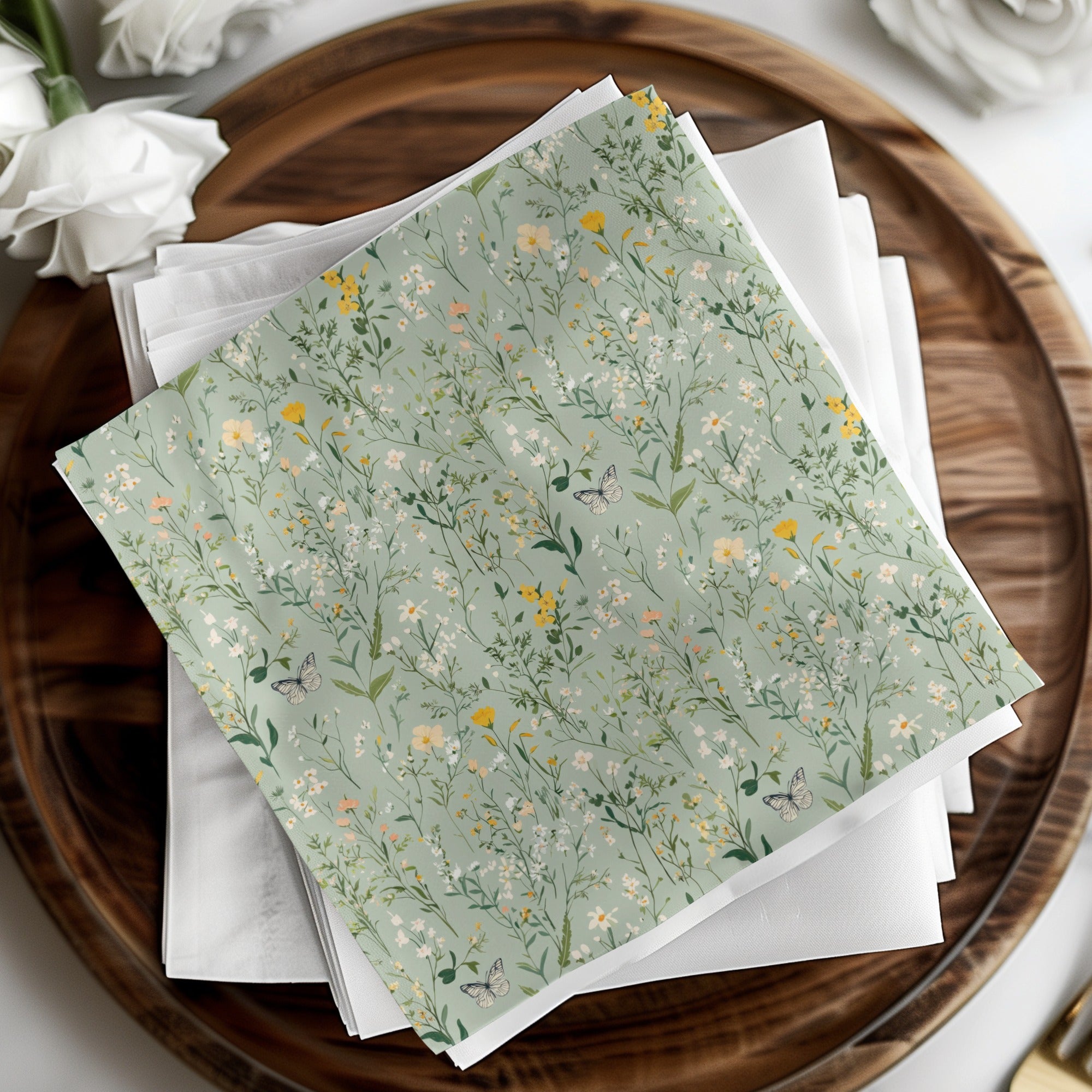 Elegant Floral and Butterfly Design Patterned Paper