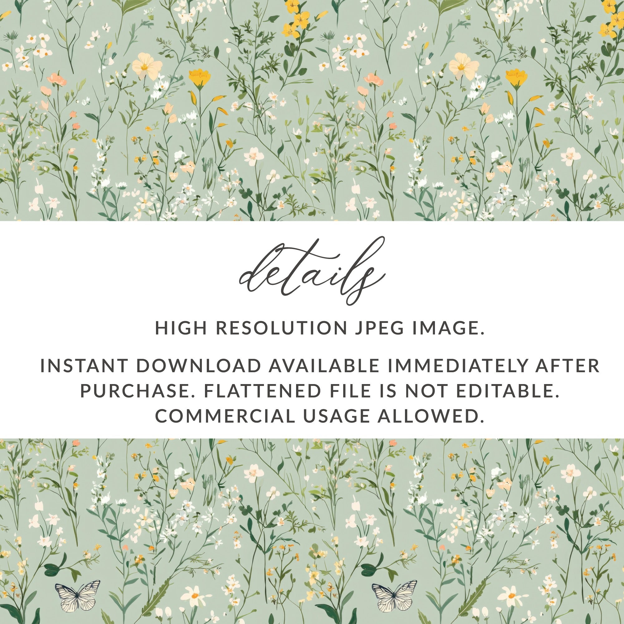 High Resolution Floral Pattern JPEG Instant Download Image