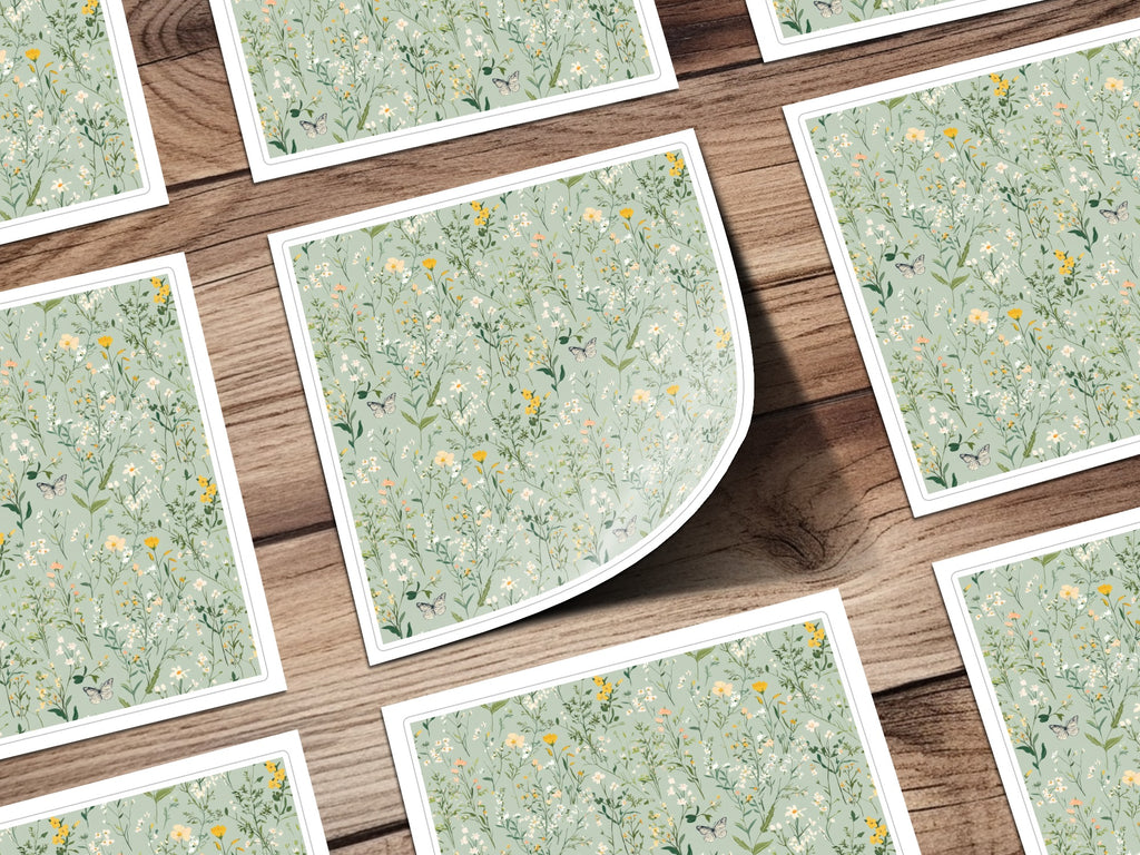 Elegant Botanical Pattern with Butterflies Sticker Sheet