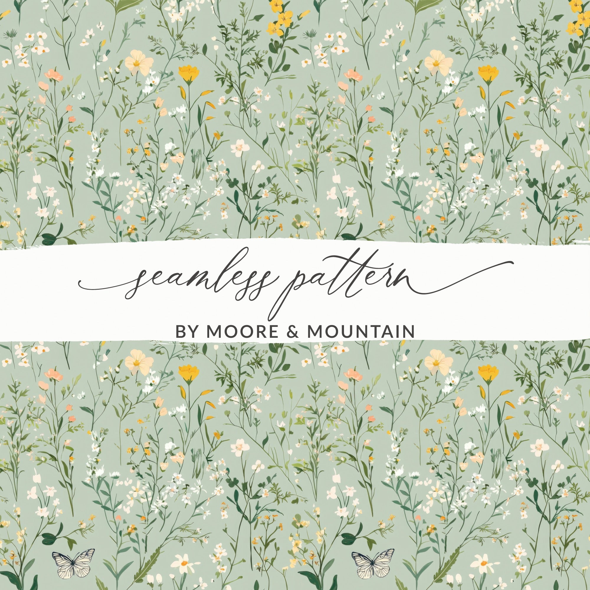 Floral Butterfly Seamless Pattern by Moore & Mountain