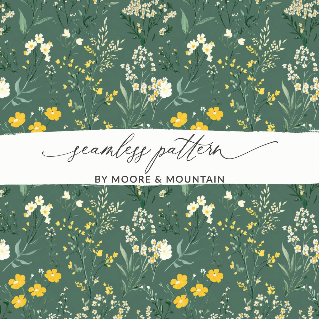 Green Floral Seamless Pattern Decorative Wallpaper Design