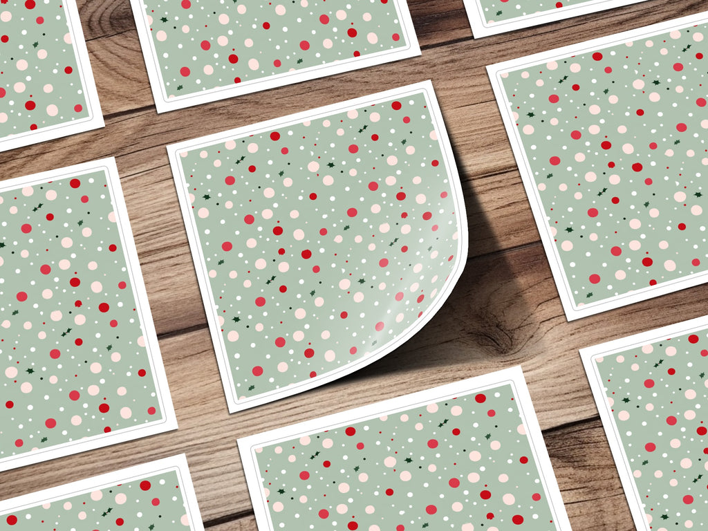 Festive Red and Green Christmas Polka Dot Sticker Sheets