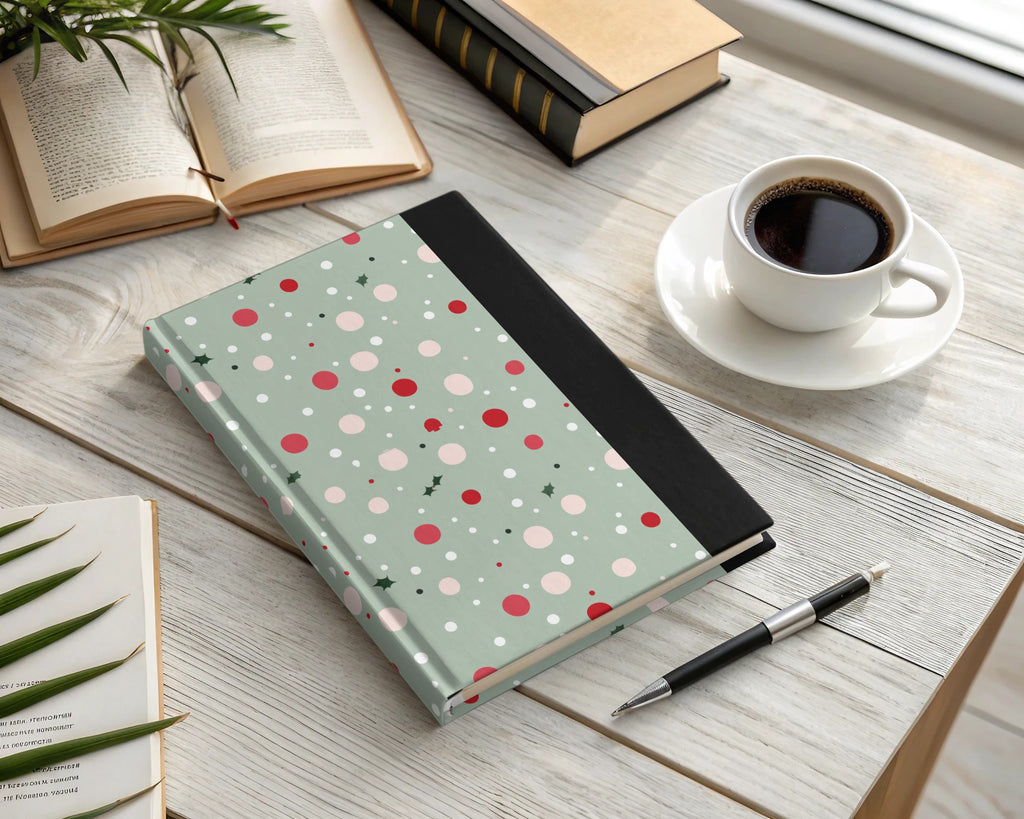 Festive Dotted Hardcover Journal with Black Spine Laptop Cover