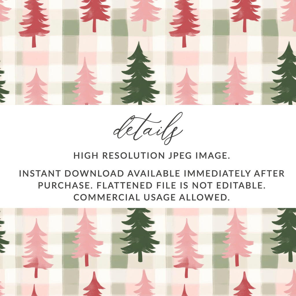 Festive Christmas Tree Plaid Background JPEG Image