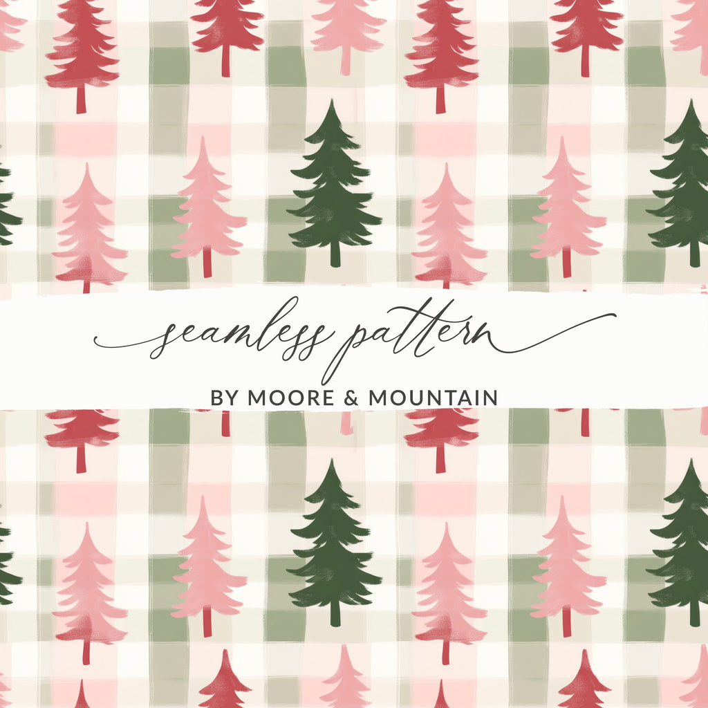 Moore & Mountain Seamless Pattern Christmas Trees Design