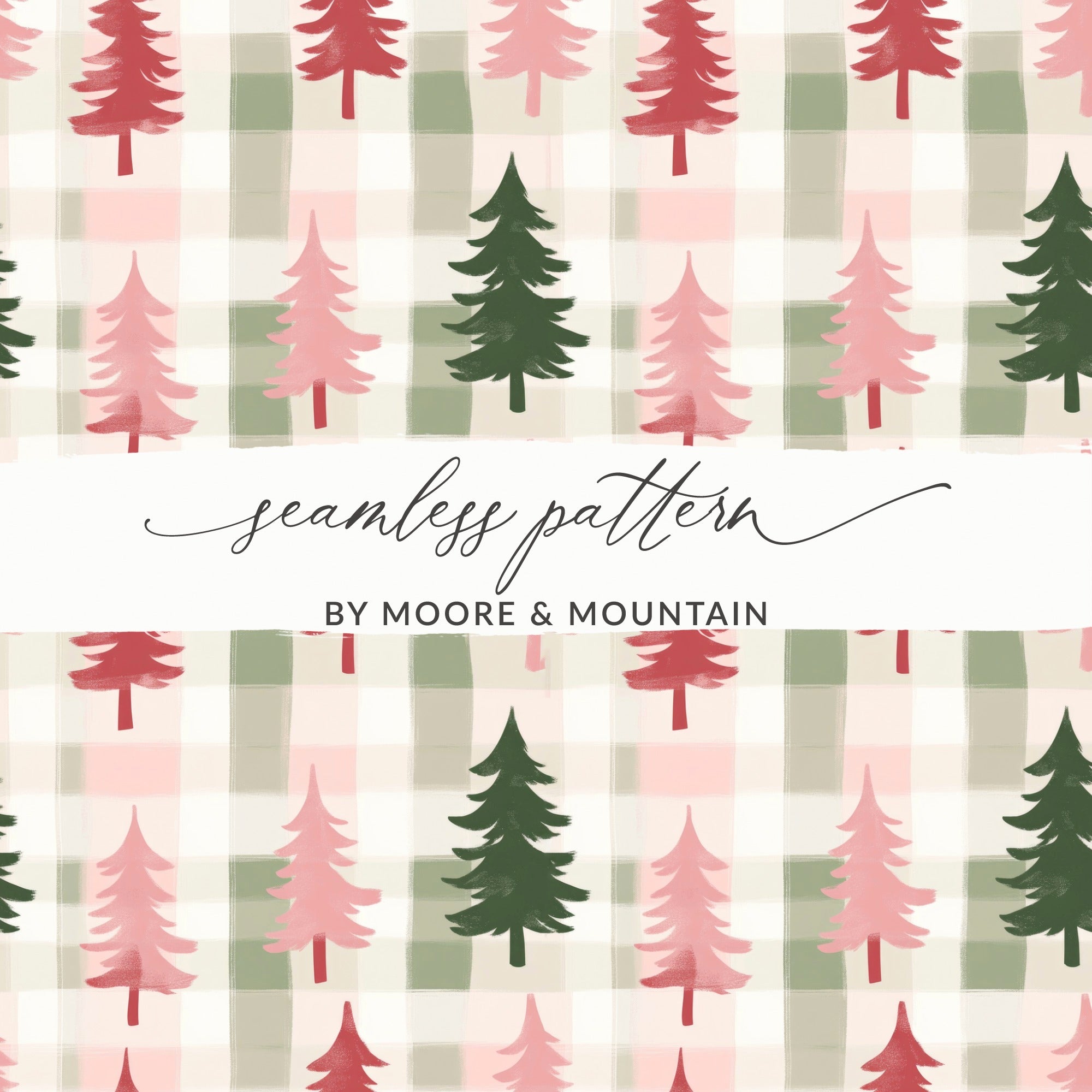Moore & Mountain Seamless Pattern Christmas Trees Design