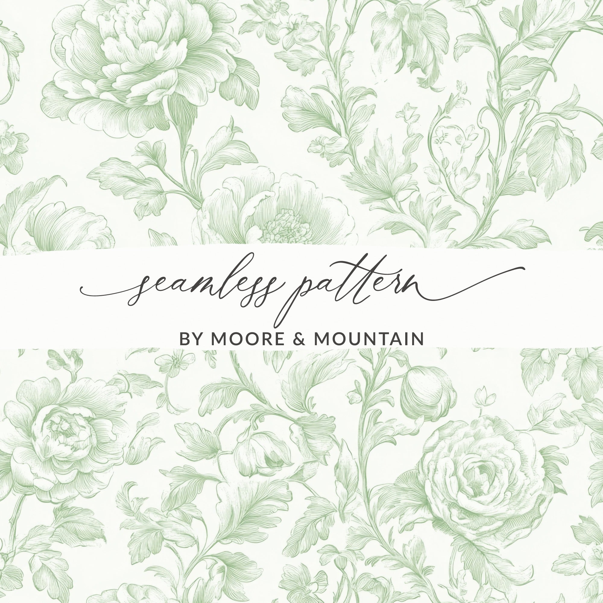 Sage Green Floral Digital Paper, Seamless Flower Pattern, Botanical Illustration, Vintage Style, Fabric Design, Scrapbooking Paper - Moore and Mountain