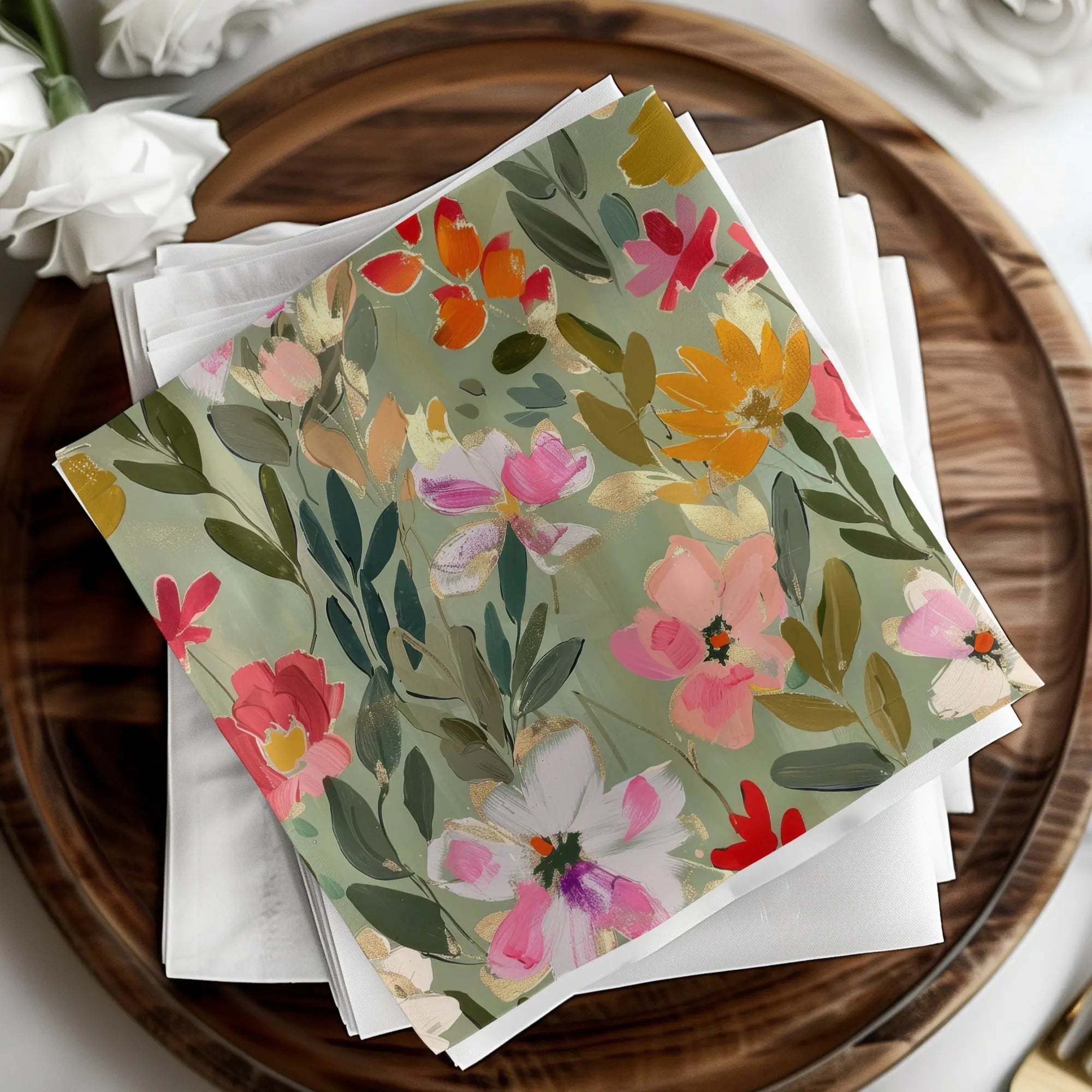 Sage Green Floral Digital Paper, Seamless Pattern, Flower Digital Download, Scrapbook Paper, Fabric Design, Surface Pattern Design - Moore and Mountain