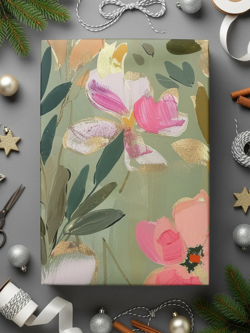 Sage Green Floral Digital Paper, Seamless Pattern, Flower Digital Download, Scrapbook Paper, Fabric Design, Surface Pattern Design - Moore and Mountain