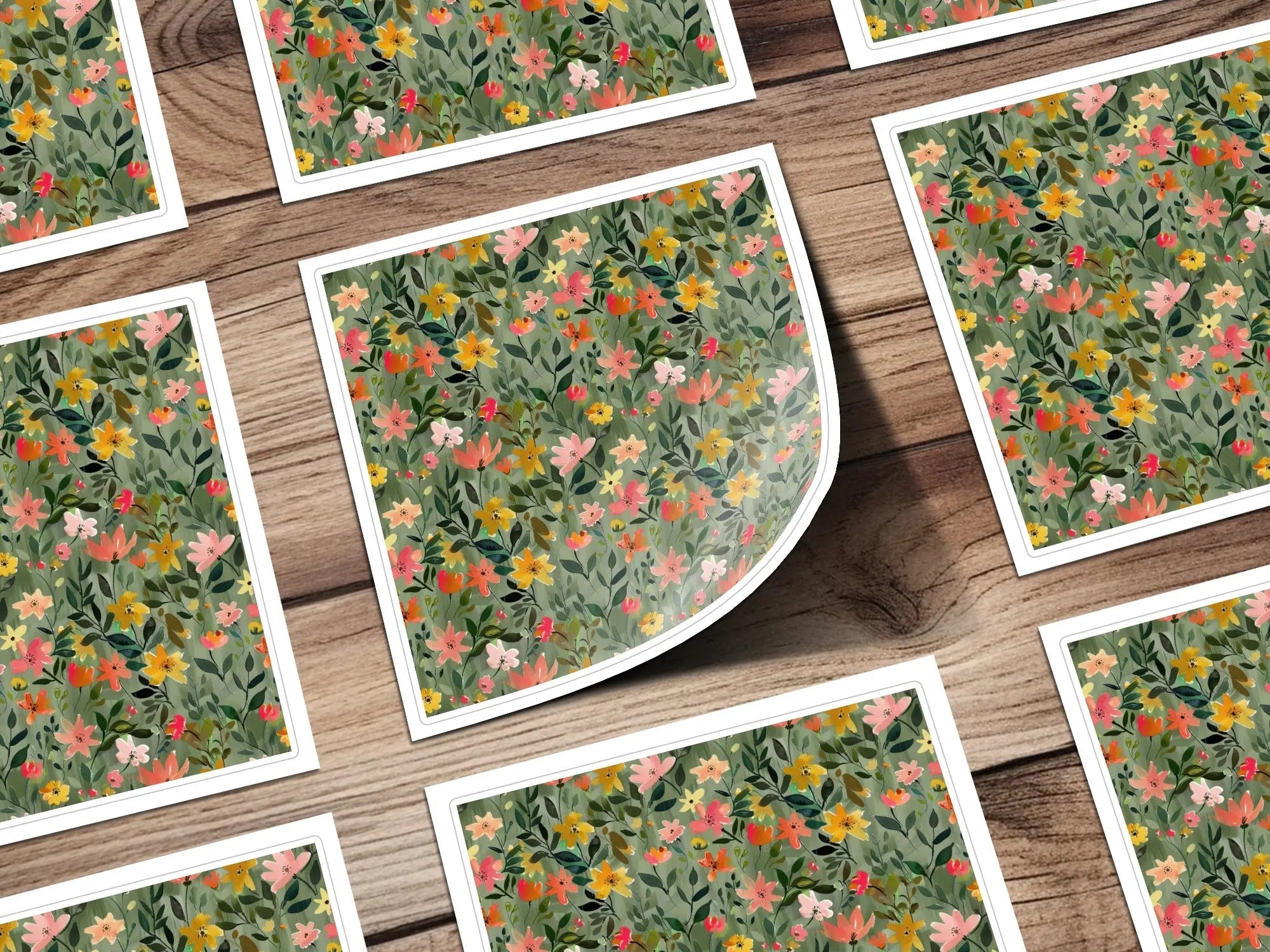 Sage Green Floral Digital Pattern, Seamless Flower Design, Green Background, Modern Gouache Floral Abstract Design - Moore and Mountain
