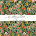 Sage Green Floral Digital Pattern, Seamless Flower Design, Green Background, Modern Gouache Floral Abstract Design - Moore and Mountain
