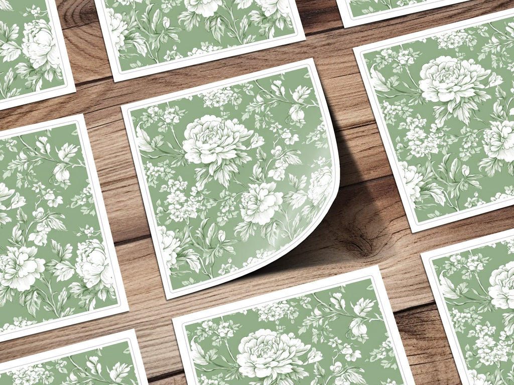 Sage Green Floral Pattern, Digital Paper, Seamless Flower Design, Fabric Print, Peony Digital Download, Botanical Pattern, Scrapbook Paper - Moore and Mountain