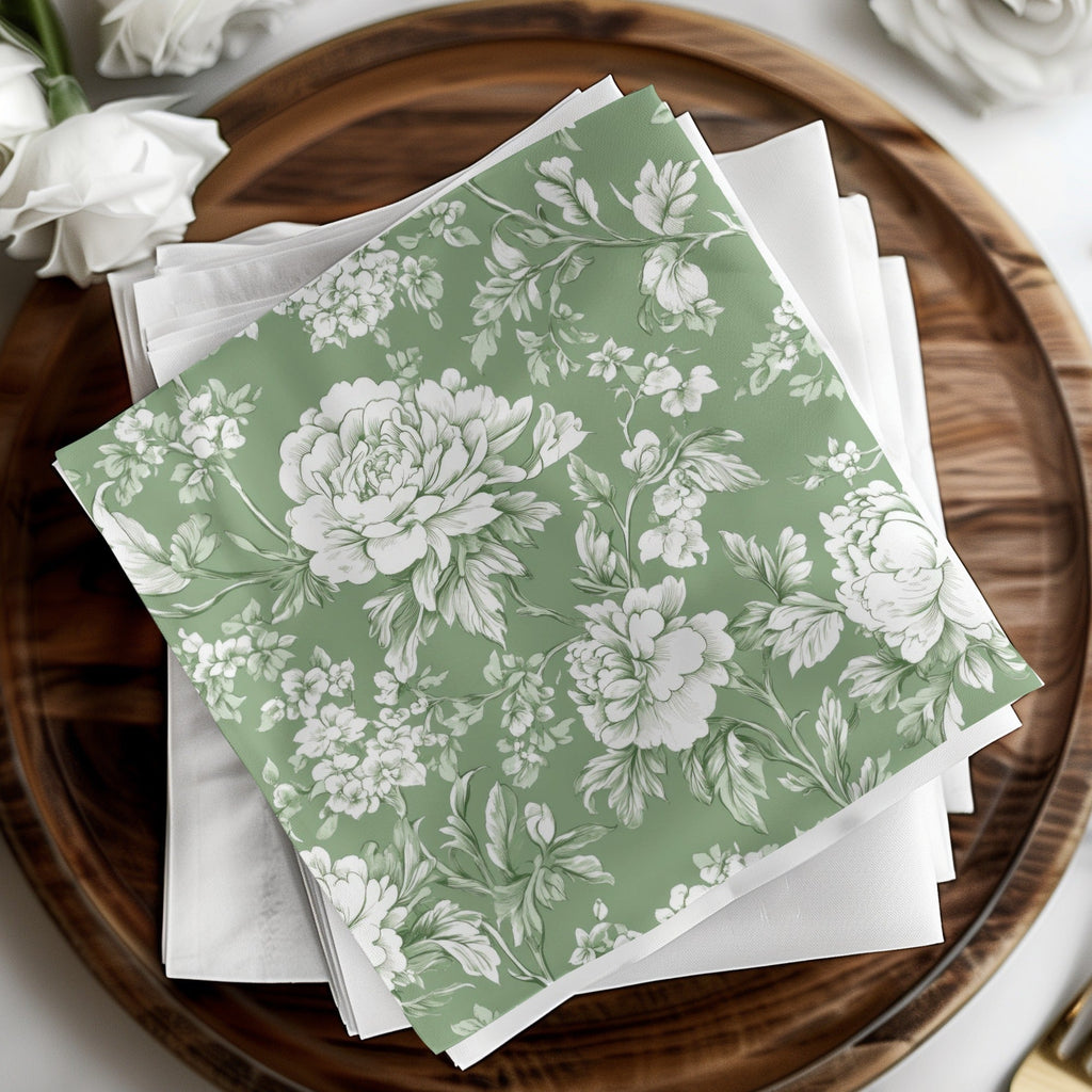 Sage Green Floral Pattern, Digital Paper, Seamless Flower Design, Fabric Print, Peony Digital Download, Botanical Pattern, Scrapbook Paper - Moore and Mountain