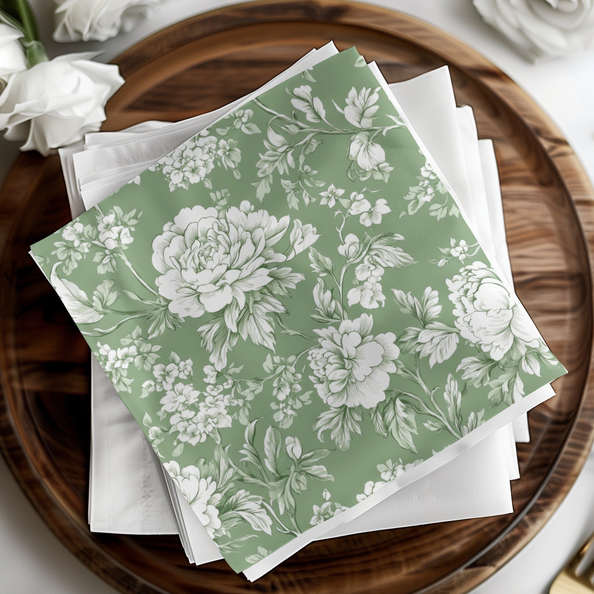 Sage Green Floral Pattern, Digital Paper, Seamless Flower Design, Fabric Print, Peony Digital Download, Botanical Pattern, Scrapbook Paper - Moore and Mountain