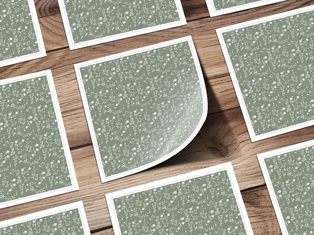 Green Floral Pattern Stickers for Any Craft Project