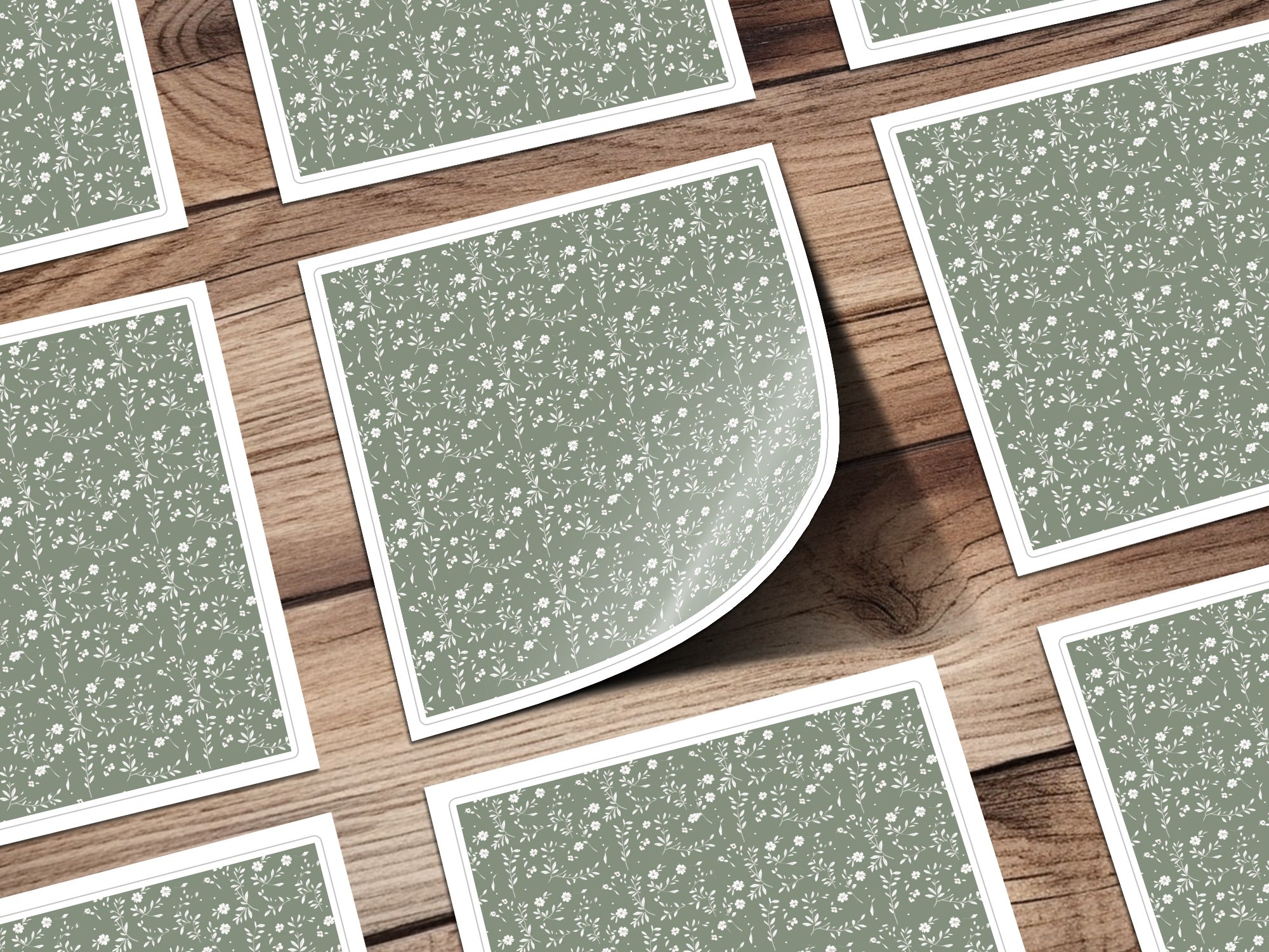 Green Floral Pattern Stickers for Any Craft Project