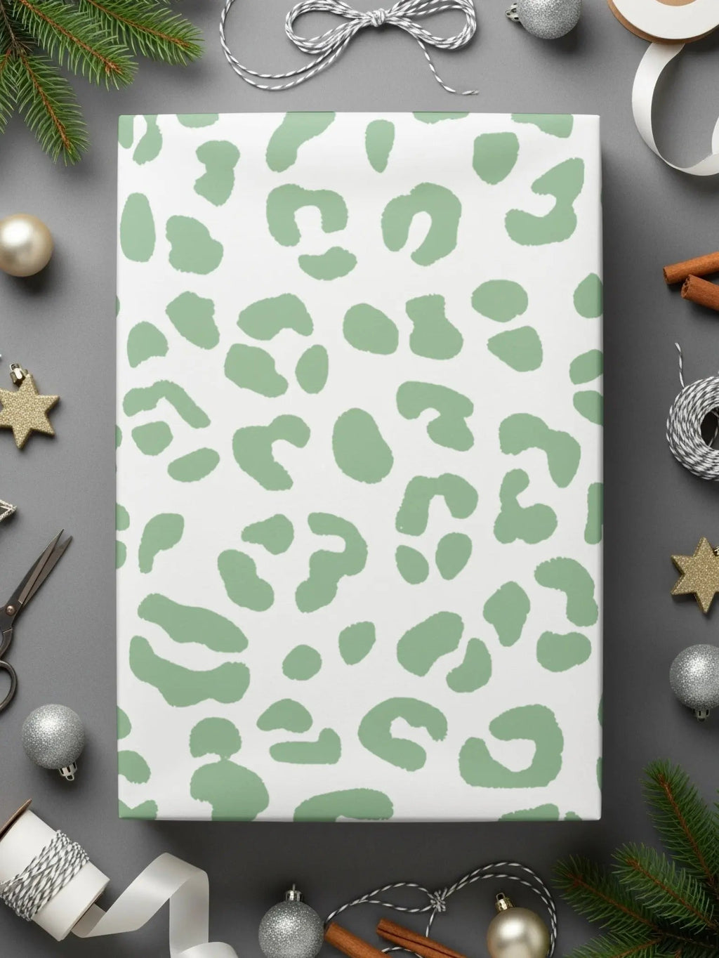 Sage Green Leopard Print, Digital Paper, Seamless Pattern, Cheetah Print, Animal Print, Scrapbook Paper, Fabric Design, Digital Downloads - Moore and Mountain