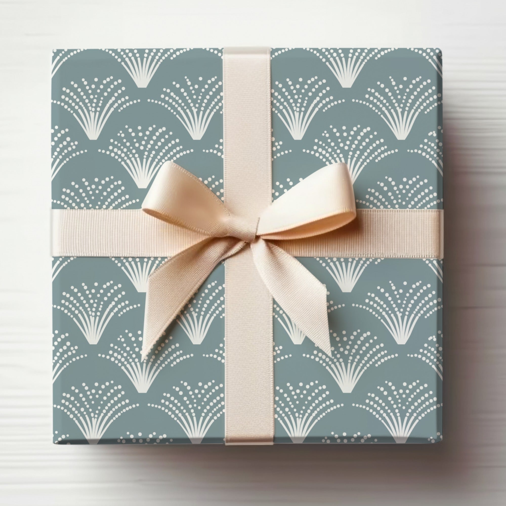 Elegant Patterned Gift Box with Cream Ribbon