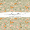 Sage Green Seamless Boho Spring Flower Sprigs Vintage Pattern Digital - Moore and Mountain