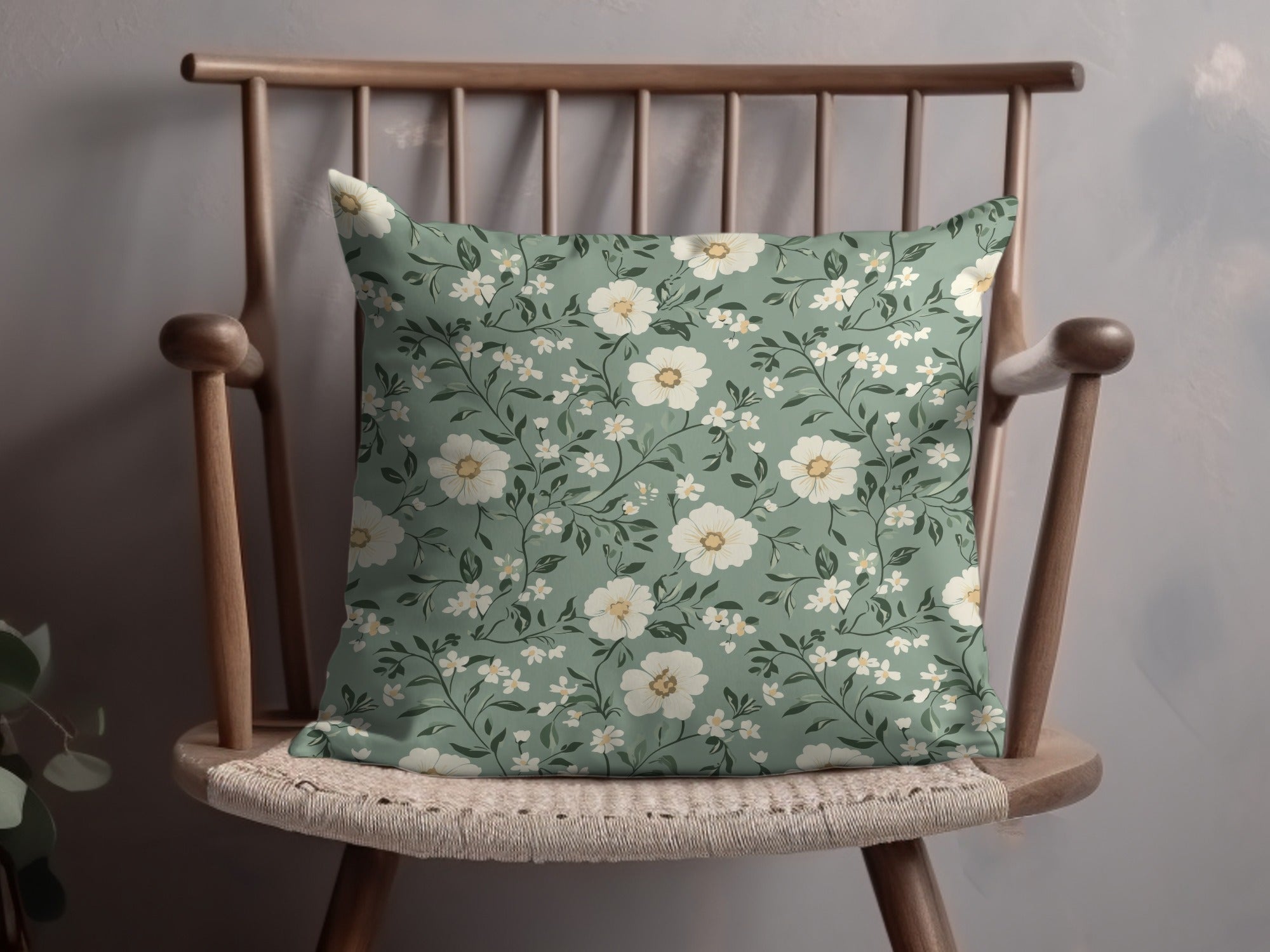 Sage Green Seamless Floral Design with Green Backdrop Digital - Moore and Mountain