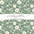 Sage Green Seamless Floral Design with Green Backdrop Digital - Moore and Mountain
