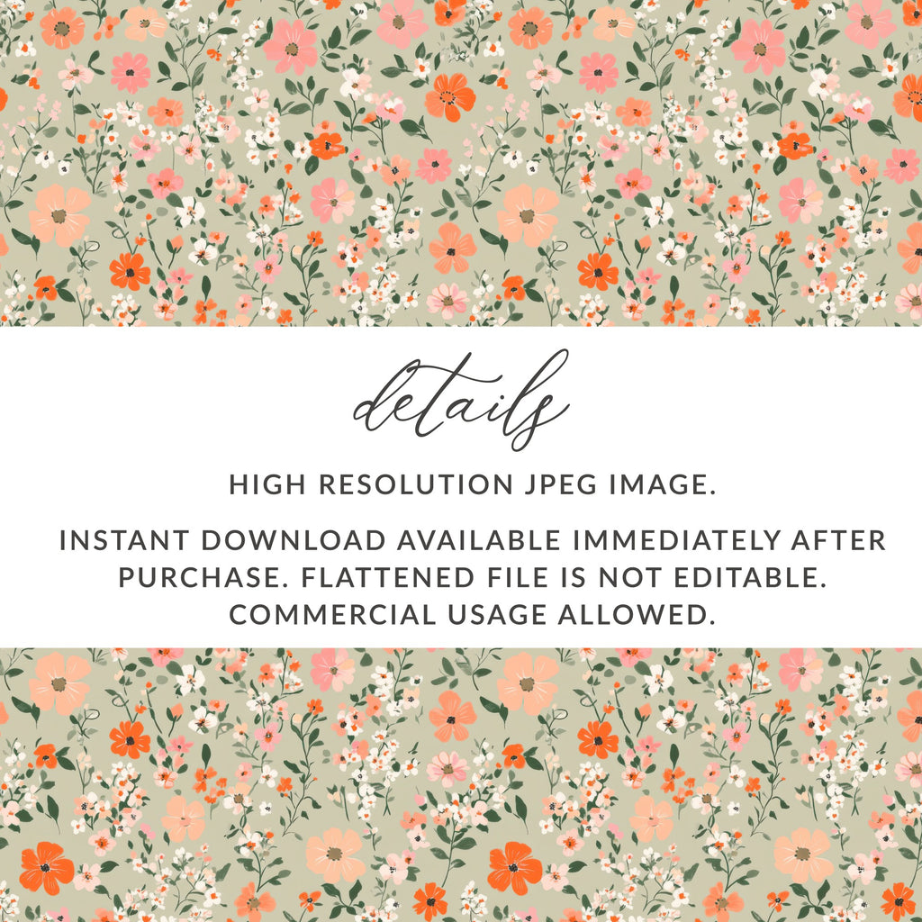 Sage Green Seamless Floral Pattern Digital - Moore and Mountain