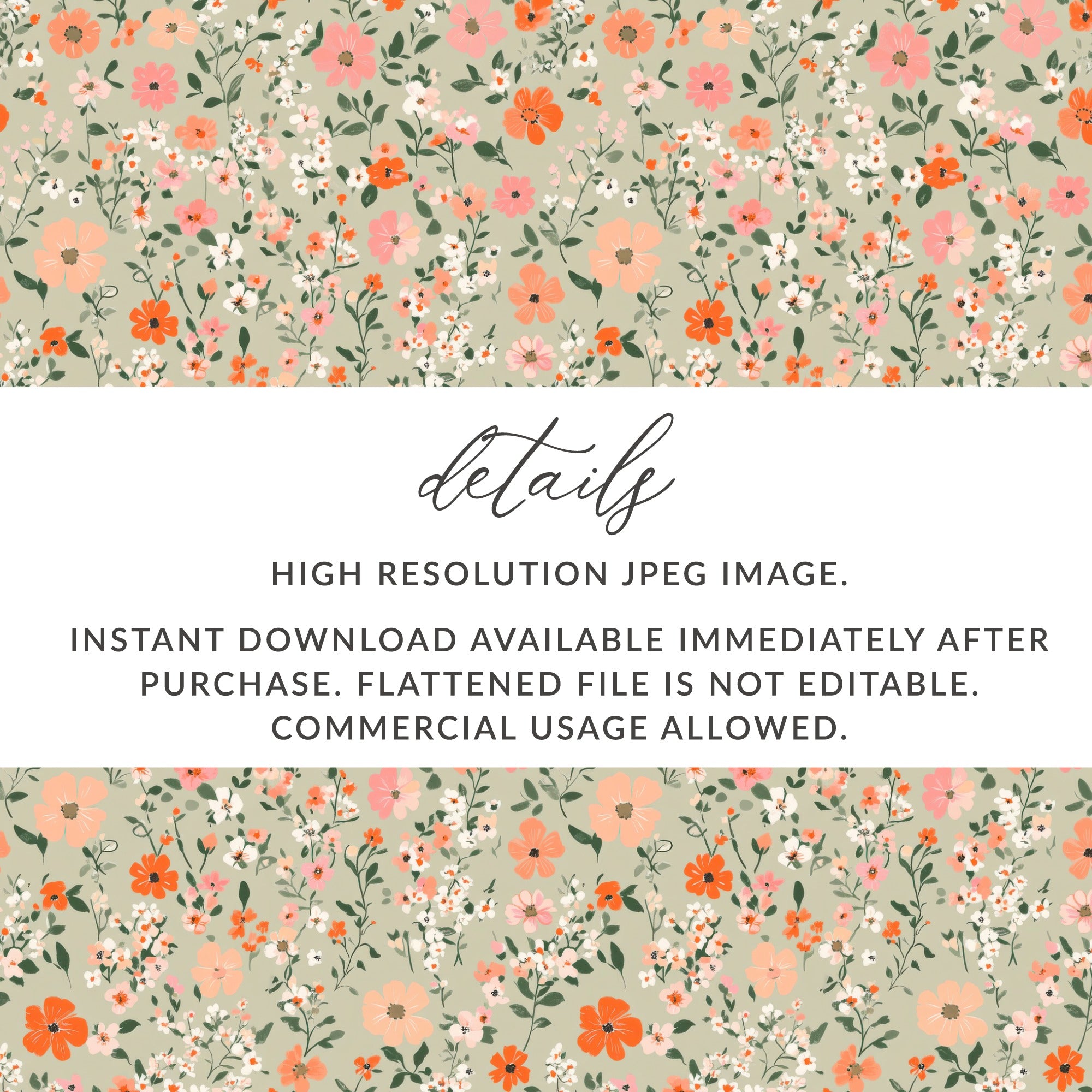 Sage Green Seamless Floral Pattern Digital - Moore and Mountain