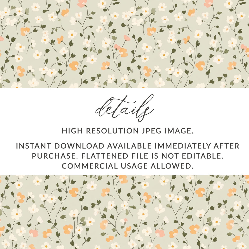 Sage Green Seamless Floral Pattern Digital - Moore and Mountain