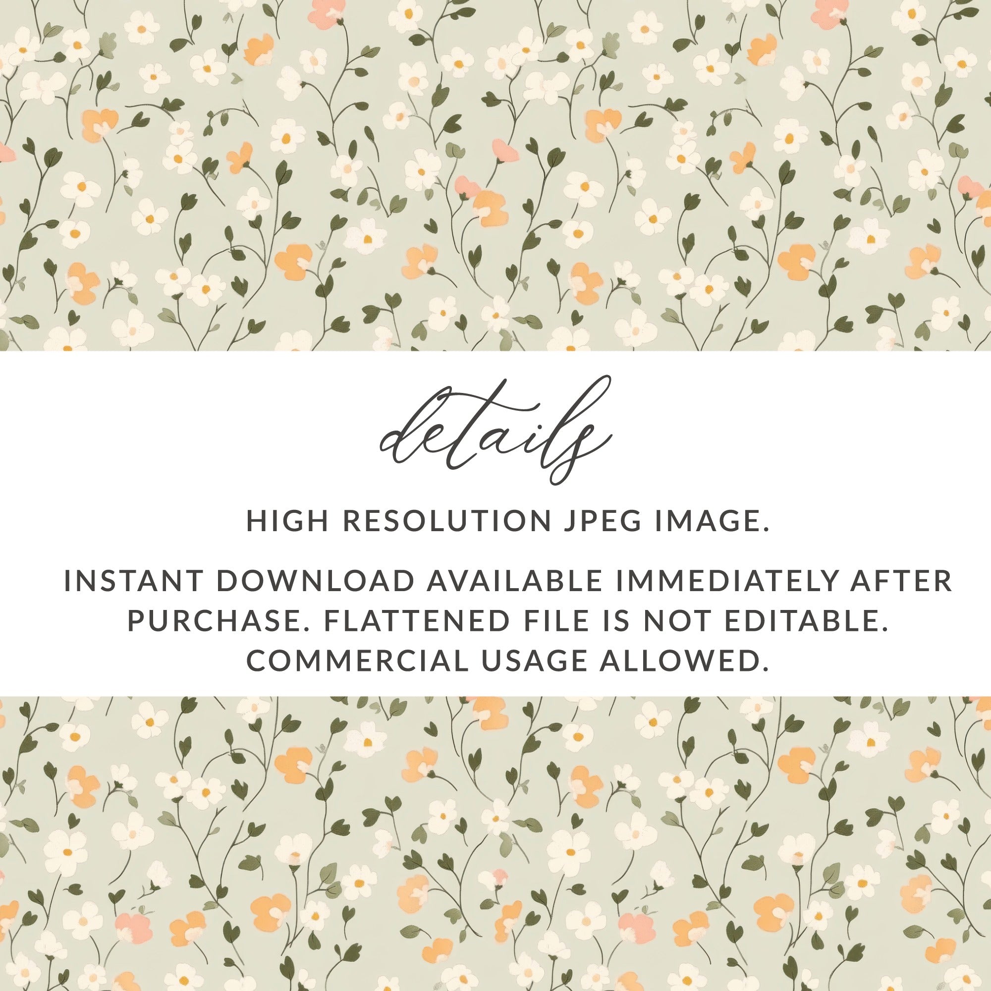 Sage Green Seamless Floral Pattern Digital - Moore and Mountain