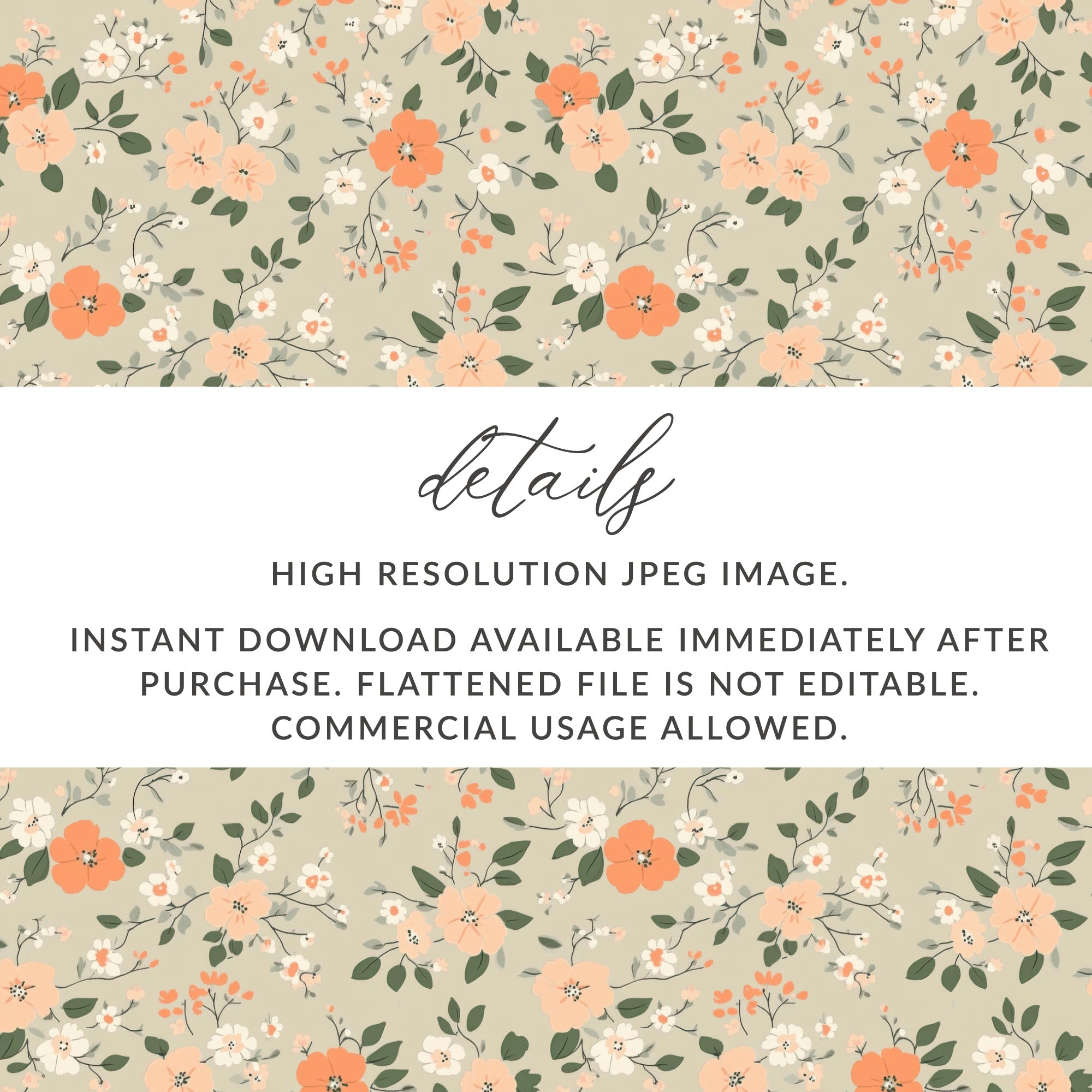 Sage Green Seamless Floral Pattern Digital - Moore and Mountain