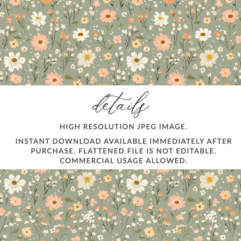 Sage Green Seamless Floral Pattern Digital - Moore and Mountain