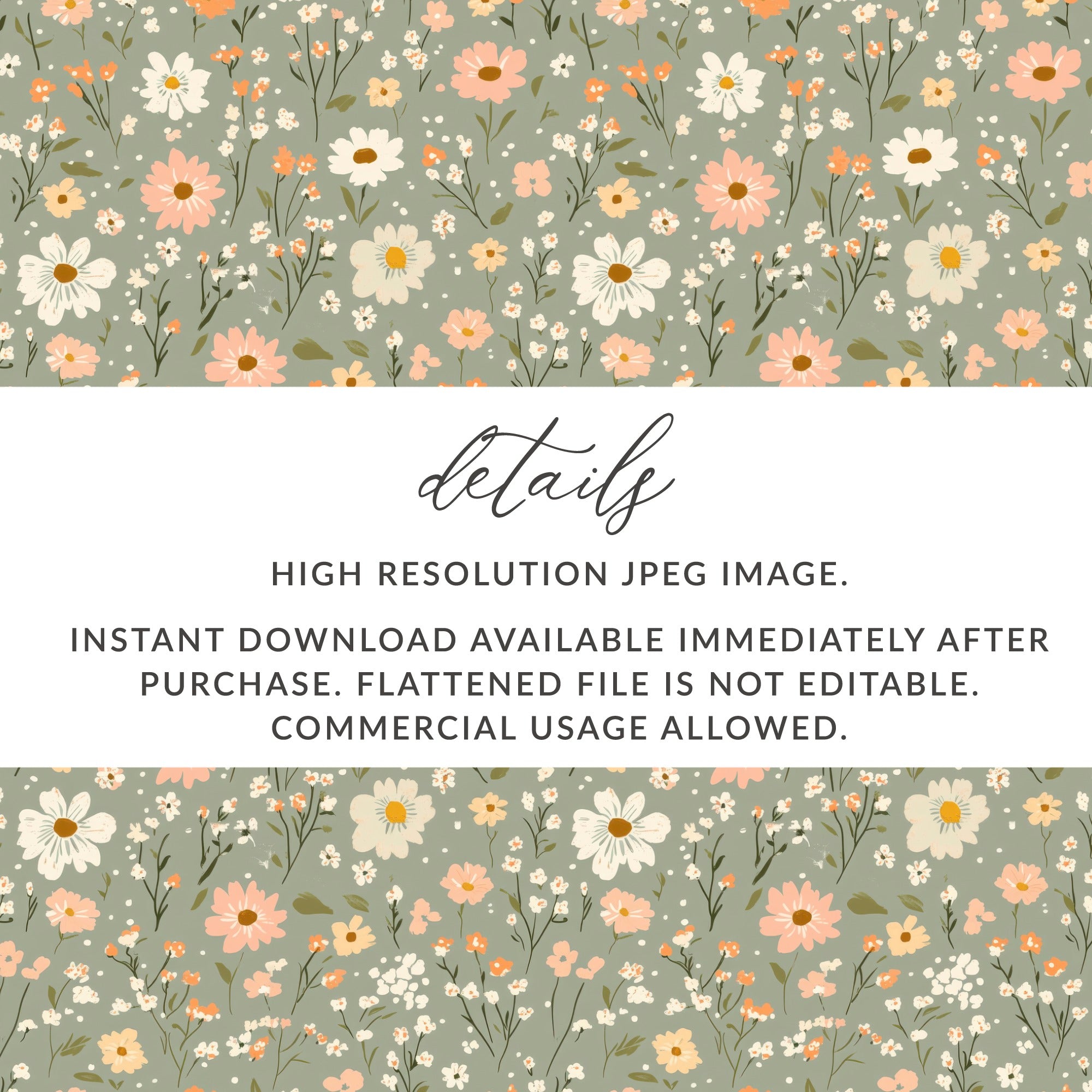 Sage Green Seamless Floral Pattern Digital - Moore and Mountain