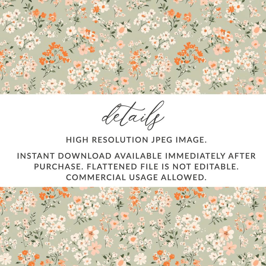 Sage Green Seamless Floral Pattern Digital - Moore and Mountain