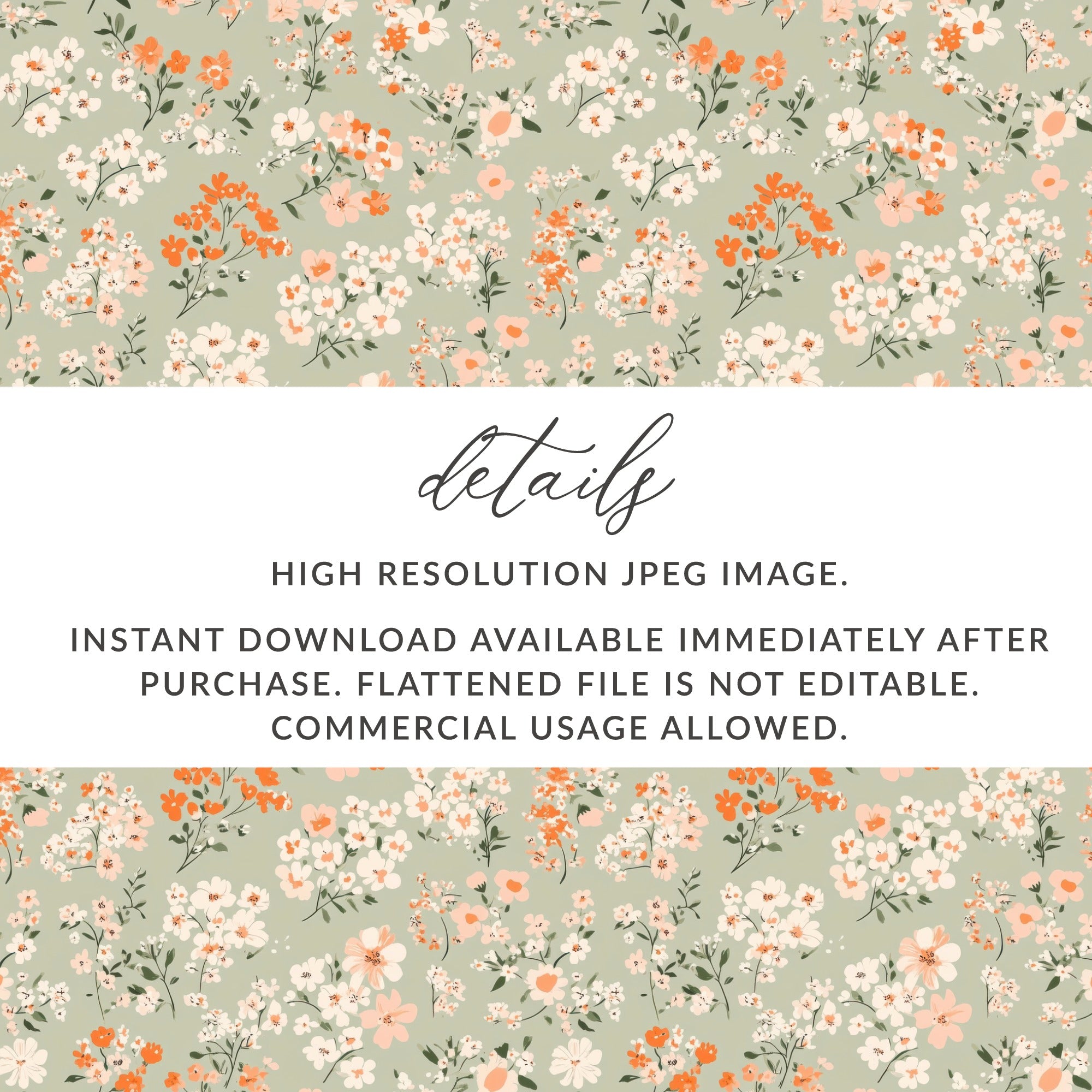 Sage Green Seamless Floral Pattern Digital - Moore and Mountain