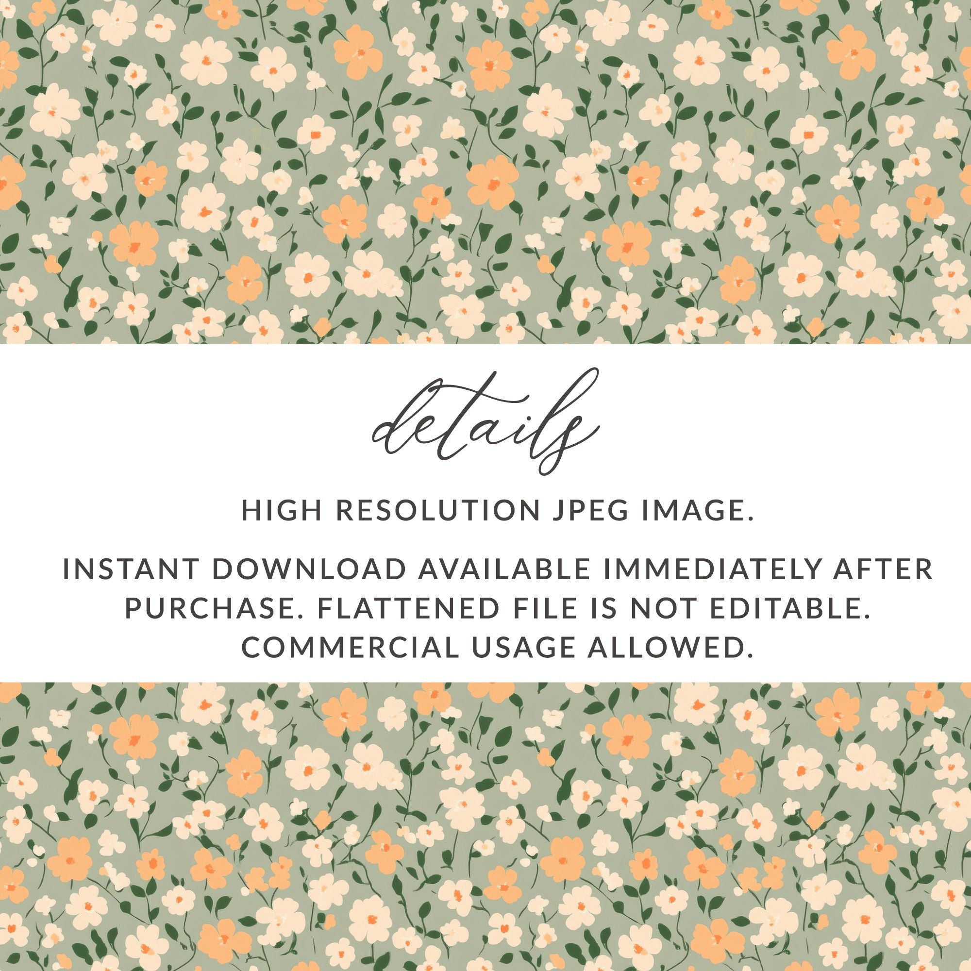 Sage Green Seamless Floral Pattern Digital - Moore and Mountain