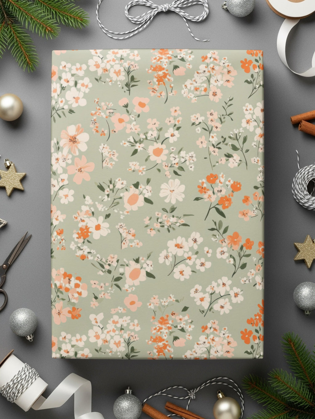 Sage Green Seamless Floral Pattern Digital - Moore and Mountain