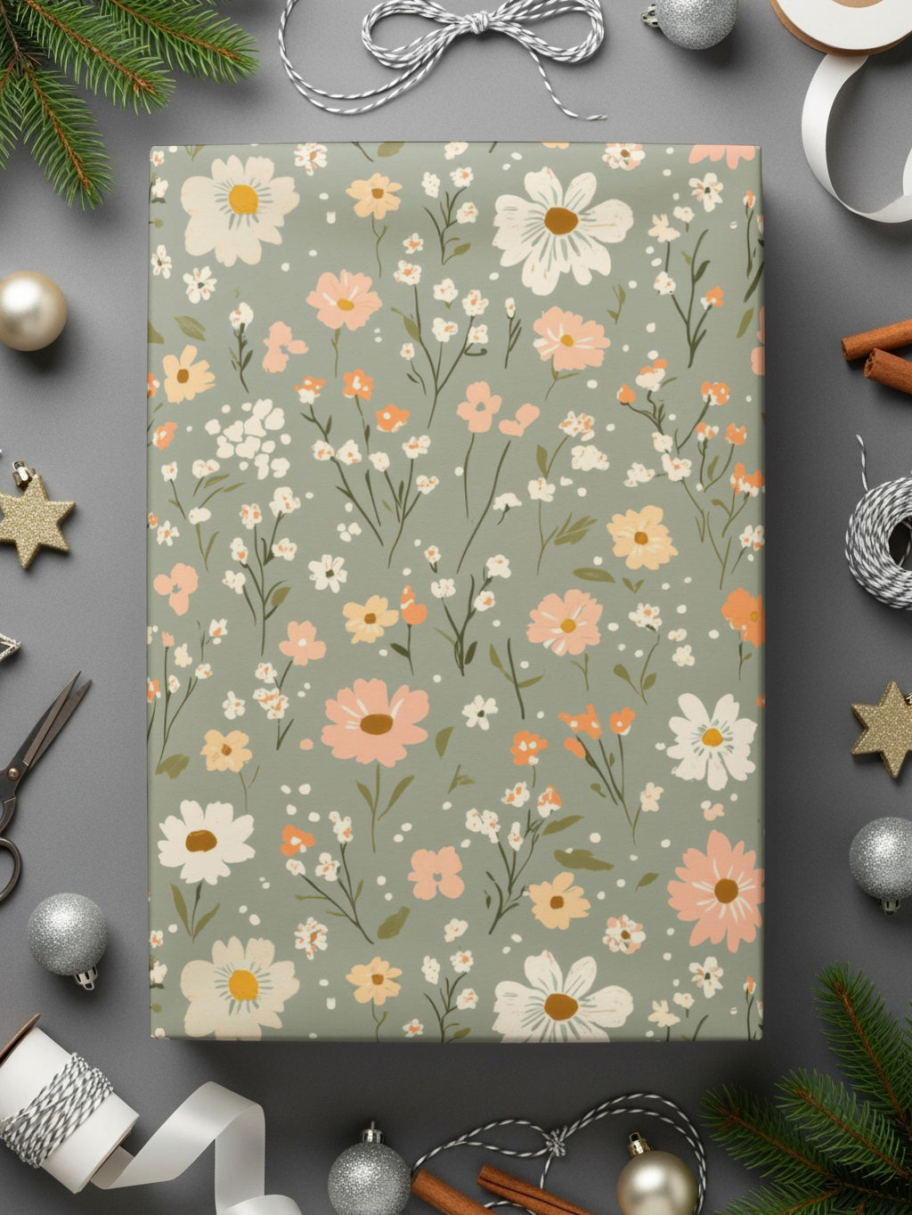 Sage Green Seamless Floral Pattern Digital - Moore and Mountain