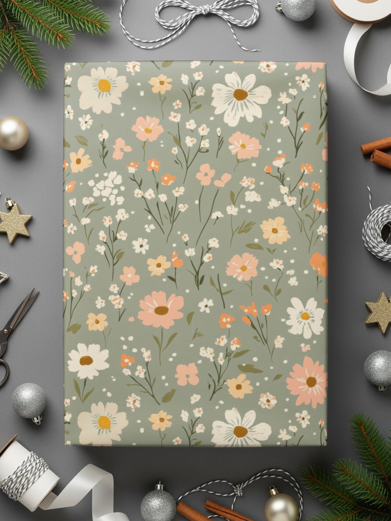 Sage Green Seamless Floral Pattern Digital - Moore and Mountain