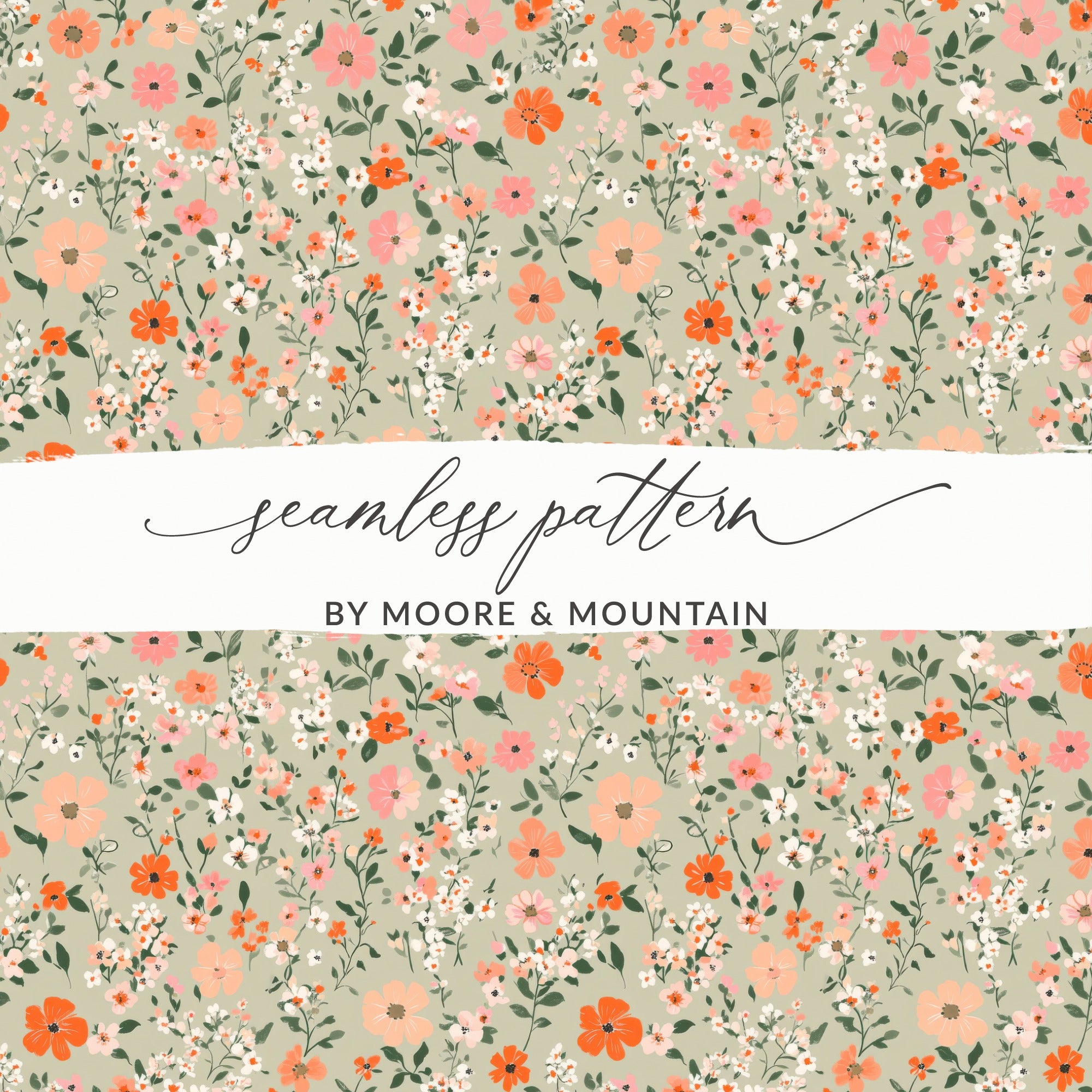 Sage Green Seamless Floral Pattern Digital - Moore and Mountain